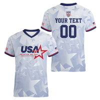 Custom USA Soccer Team 2026 Women V-Neck T-Shirt One Nation One Team - Wonder Print Shop