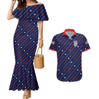 Custom Soccer USA 2026 Couples Matching Mermaid Dress and Hawaiian Shirt Stronger Together We Are One Nation - Wonder Print Shop