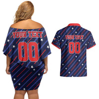 Custom Soccer USA 2026 Couples Matching Off Shoulder Short Dress and Hawaiian Shirt Stronger Together We Are One Nation - Wonder Print Shop