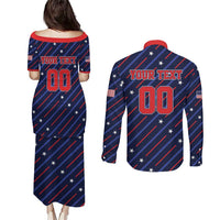 Custom Soccer USA 2026 Couples Matching Puletasi and Long Sleeve Button Shirt Stronger Together We Are One Nation - Wonder Print Shop