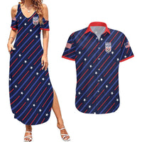 Custom Soccer USA 2026 Couples Matching Summer Maxi Dress and Hawaiian Shirt Stronger Together We Are One Nation - Wonder Print Shop