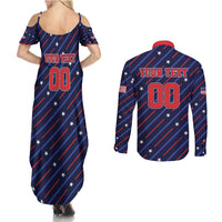 Custom Soccer USA 2026 Couples Matching Summer Maxi Dress and Long Sleeve Button Shirt Stronger Together We Are One Nation - Wonder Print Shop