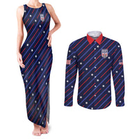 Custom Soccer USA 2026 Couples Matching Tank Maxi Dress and Long Sleeve Button Shirt Stronger Together We Are One Nation - Wonder Print Shop