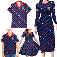 Custom Soccer USA 2026 Family Matching Long Sleeve Bodycon Dress and Hawaiian Shirt Stronger Together We Are One Nation - Wonder Print Shop