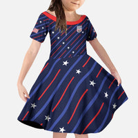 Custom Soccer USA 2026 Family Matching Off The Shoulder Long Sleeve Dress and Hawaiian Shirt Stronger Together We Are One Nation - Wonder Print Shop