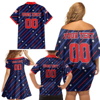 Custom Soccer USA 2026 Family Matching Off Shoulder Short Dress and Hawaiian Shirt Stronger Together We Are One Nation - Wonder Print Shop