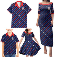 Custom Soccer USA 2026 Family Matching Puletasi and Hawaiian Shirt Stronger Together We Are One Nation - Wonder Print Shop