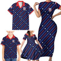Custom Soccer USA 2026 Family Matching Short Sleeve Bodycon Dress and Hawaiian Shirt Stronger Together We Are One Nation - Wonder Print Shop