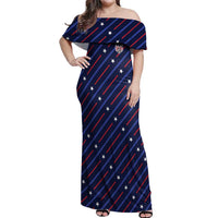 Custom Soccer USA 2026 Off Shoulder Maxi Dress Stronger Together We Are One Nation - Wonder Print Shop