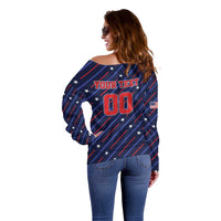 Custom Soccer USA 2026 Off Shoulder Sweater Stronger Together We Are One Nation - Wonder Print Shop