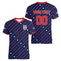 Custom Soccer USA 2026 Women V-Neck T-Shirt Stronger Together We Are One Nation - Wonder Print Shop