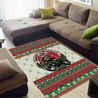 Biker Santa Motorcycle Christmas Area Rug Santa Claus On A Motorcycle - Wonder Print Shop