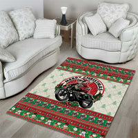 Biker Santa Motorcycle Christmas Area Rug Santa Claus On A Motorcycle - Wonder Print Shop