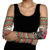 Biker Santa Motorcycle Christmas Arm Sleeves Santa Claus On A Motorcycle - Wonder Print Shop