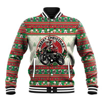 Biker Santa Motorcycle Christmas Baseball Jacket Santa Claus On A Motorcycle - Wonder Print Shop