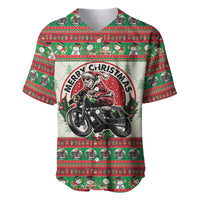 Biker Santa Motorcycle Christmas Baseball Jersey Santa Claus On A Motorcycle - Wonder Print Shop