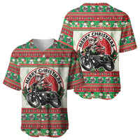 Biker Santa Motorcycle Christmas Baseball Jersey Santa Claus On A Motorcycle - Wonder Print Shop