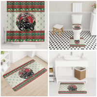 Biker Santa Motorcycle Christmas Bathroom Set Santa Claus On A Motorcycle - Wonder Print Shop