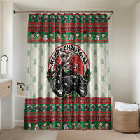 Biker Santa Motorcycle Christmas Bathroom Set Santa Claus On A Motorcycle - Wonder Print Shop