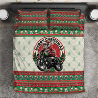 Biker Santa Motorcycle Christmas Bedding Set Santa Claus On A Motorcycle - Wonder Print Shop