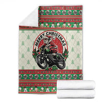 Biker Santa Motorcycle Christmas Blanket Santa Claus On A Motorcycle - Wonder Print Shop