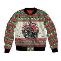 Biker Santa Motorcycle Christmas Bomber Jacket Santa Claus On A Motorcycle - Wonder Print Shop