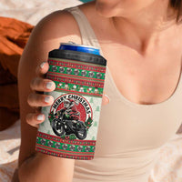 Biker Santa Motorcycle Christmas 4 in 1 Can Cooler Tumbler Santa Claus On A Motorcycle - Wonder Print Shop