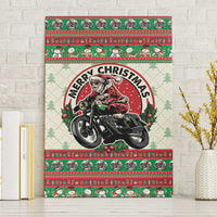 Biker Santa Motorcycle Christmas Canvas Wall Art Santa Claus On A Motorcycle - Wonder Print Shop
