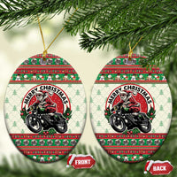 Biker Santa Motorcycle Christmas Ceramic Ornament Santa Claus On A Motorcycle - Wonder Print Shop