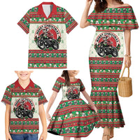 Biker Santa Motorcycle Christmas Family Matching Mermaid Dress and Hawaiian Shirt Santa Claus On A Motorcycle - Wonder Print Shop