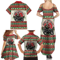 Biker Santa Motorcycle Christmas Family Matching Summer Maxi Dress and Hawaiian Shirt Santa Claus On A Motorcycle - Wonder Print Shop