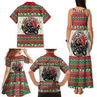 Biker Santa Motorcycle Christmas Family Matching Tank Maxi Dress and Hawaiian Shirt Santa Claus On A Motorcycle - Wonder Print Shop