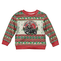 Biker Santa Motorcycle Christmas Kid Ugly Christmas Sweater Santa Claus On A Motorcycle - Wonder Print Shop