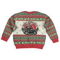 Biker Santa Motorcycle Christmas Kid Ugly Christmas Sweater Santa Claus On A Motorcycle - Wonder Print Shop