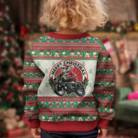 Biker Santa Motorcycle Christmas Kid Ugly Christmas Sweater Santa Claus On A Motorcycle - Wonder Print Shop