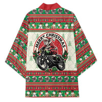 Biker Santa Motorcycle Christmas Kimono Santa Claus On A Motorcycle - Wonder Print Shop