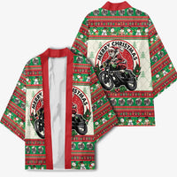 Biker Santa Motorcycle Christmas Kimono Santa Claus On A Motorcycle - Wonder Print Shop