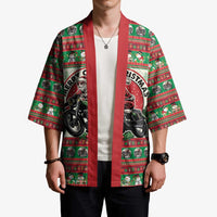 Biker Santa Motorcycle Christmas Kimono Santa Claus On A Motorcycle - Wonder Print Shop