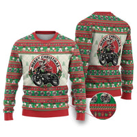 Biker Santa Motorcycle Christmas Ugly Christmas Sweater Santa Claus On A Motorcycle - Wonder Print Shop