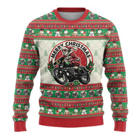 Biker Santa Motorcycle Christmas Ugly Christmas Sweater Santa Claus On A Motorcycle - Wonder Print Shop
