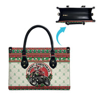 Biker Santa Motorcycle Christmas Leather Bag Santa Claus On A Motorcycle - Wonder Print Shop