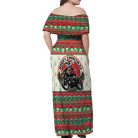 Biker Santa Motorcycle Christmas Off Shoulder Maxi Dress Santa Claus On A Motorcycle - Wonder Print Shop