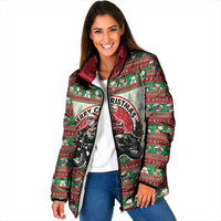 Biker Santa Motorcycle Christmas Padded Jacket Santa Claus On A Motorcycle - Wonder Print Shop