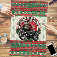 Biker Santa Motorcycle Christmas Puzzle Santa Claus On A Motorcycle - Wonder Print Shop