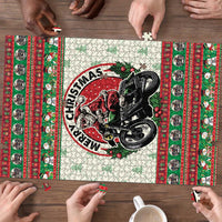 Biker Santa Motorcycle Christmas Puzzle Santa Claus On A Motorcycle - Wonder Print Shop