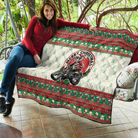 Biker Santa Motorcycle Christmas Quilt Santa Claus On A Motorcycle - Wonder Print Shop