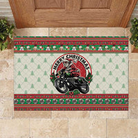 Biker Santa Motorcycle Christmas Rubber Doormat Santa Claus On A Motorcycle - Wonder Print Shop