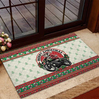 Biker Santa Motorcycle Christmas Rubber Doormat Santa Claus On A Motorcycle - Wonder Print Shop