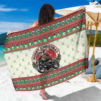 Biker Santa Motorcycle Christmas Sarong Santa Claus On A Motorcycle - Wonder Print Shop