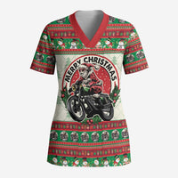 Biker Santa Motorcycle Christmas Scrub Top Santa Claus On A Motorcycle - Wonder Print Shop